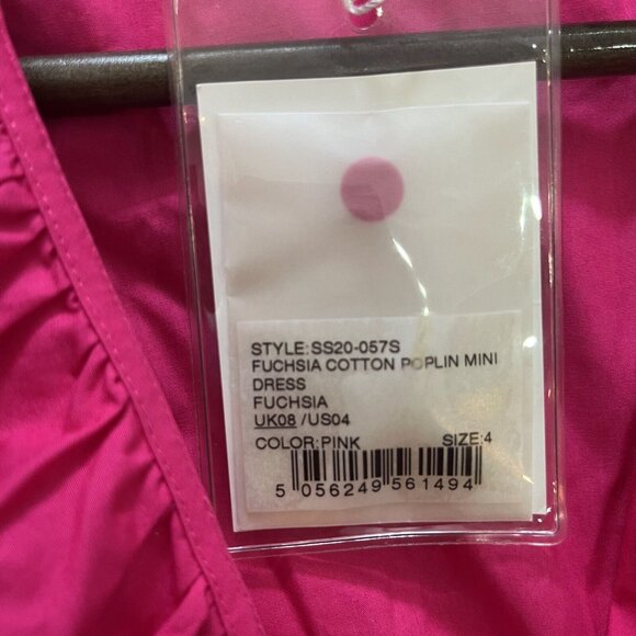 NWT Self-Portrait Fuchsia Pink Lace Ruffled Cotton-poplin Mini Dress 4 - Picture 8 of 16